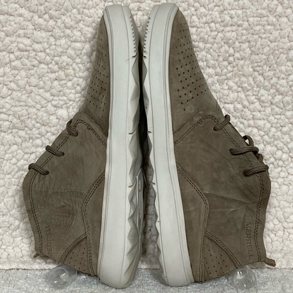 Merrell Pine Bark Leather Mid Top Beige Gray Womens Sneakers Shoes J94334 SZ 6.5 - Picture 7 of 11